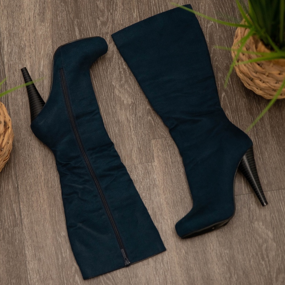Navy Blue Heeled Boots